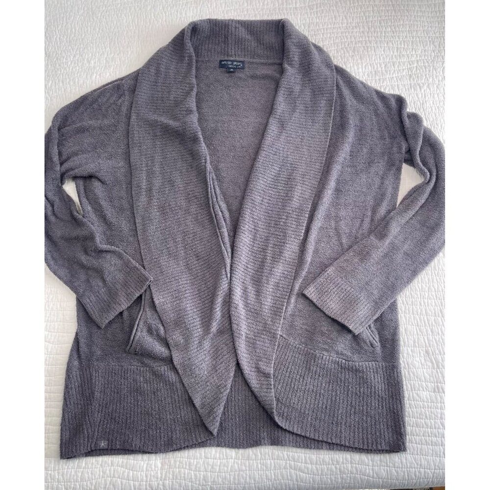 Barefoot Dreams CozyChic Lite Cardigan Plus SZ 2X Open Front Gray Pockets